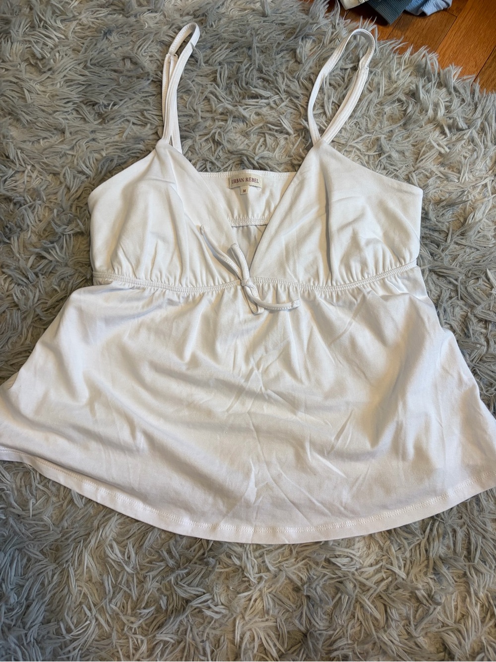 White Spaghetti Strap Babydoll Top